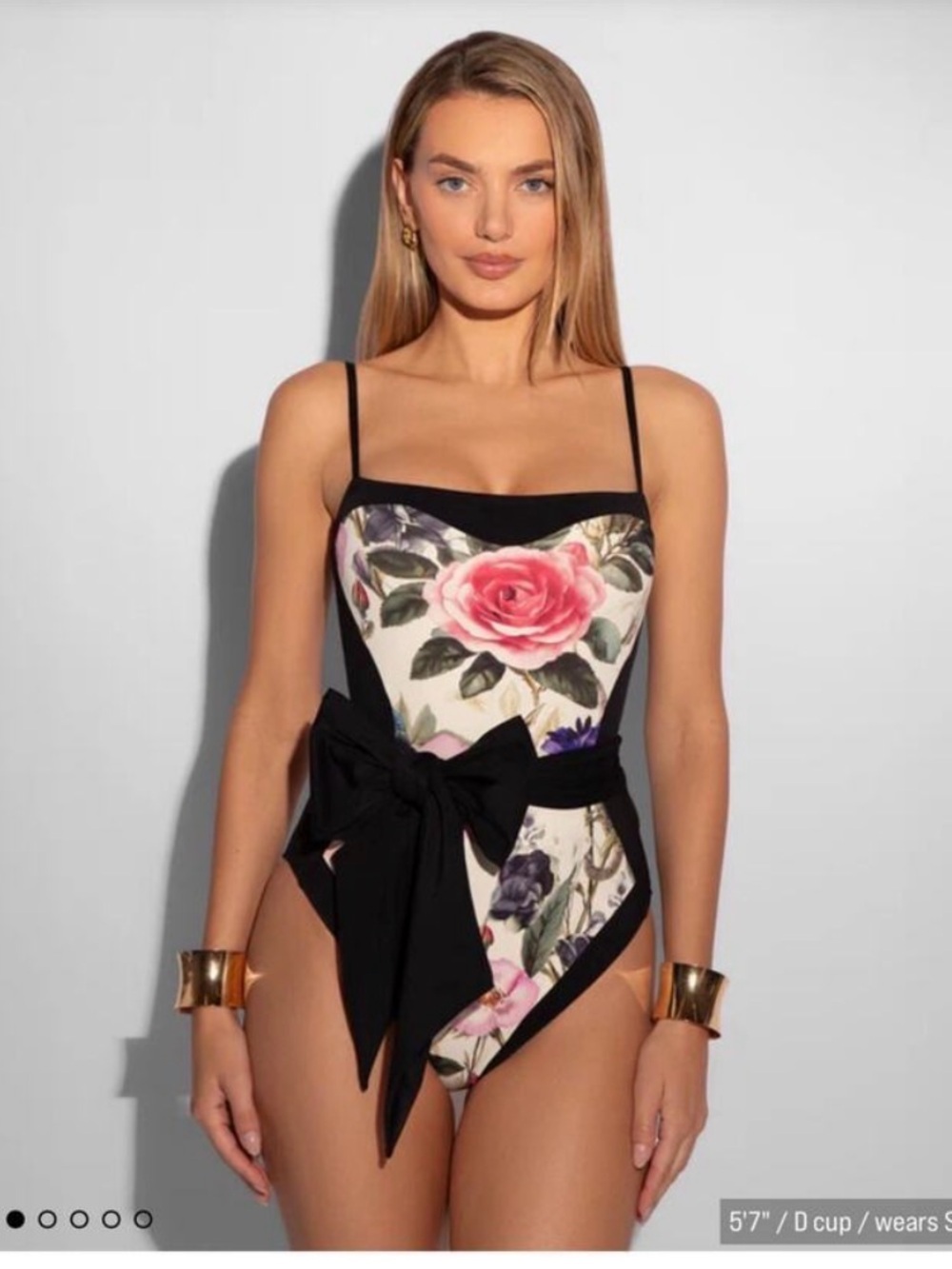 TA3315 Frame Rose Snake/Black One-Piece Swimsuit with Waist Bow XS Regular/Long